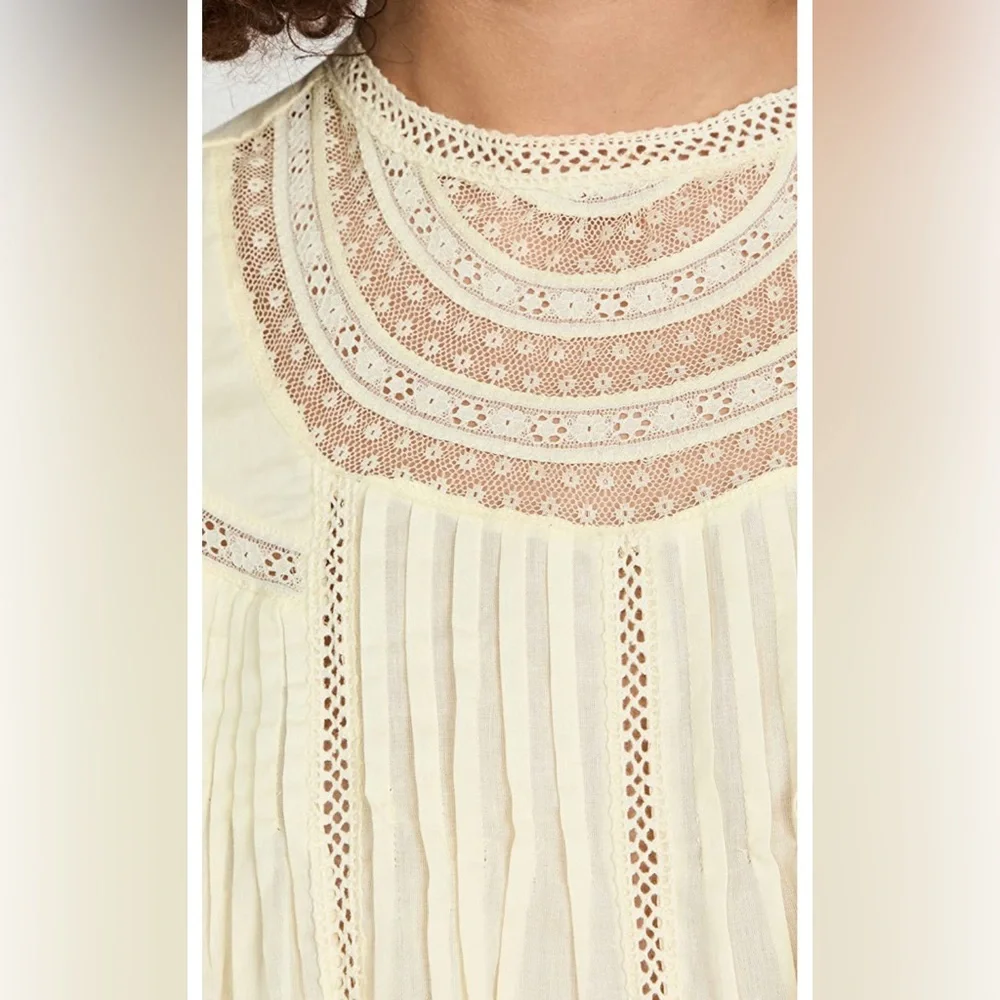 Rebecca Taylor Short Sleeve Applique Top, Color: Light Lemongrass - M - Picture 4 of 12